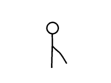 a stick figure with a circle in the middle of it 's head .