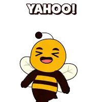 a cartoon drawing of a bee with the word yahoo written above it