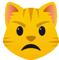 a yellow cat with an angry face on it