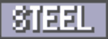 a pixelated image of the word steel on a purple background .