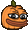 a pixel art drawing of a pumpkin with a smiley face .