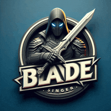 a logo for blade singer features a knight holding a sword