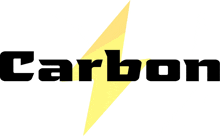 a carbon logo with a yellow lightning bolt