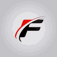 the letter f is black and red and has a red swirl .