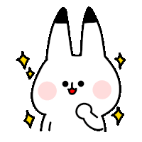 a cartoon drawing of a white rabbit with a red nose