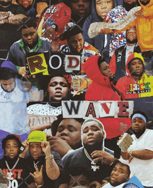 a collage of men holding up signs with the word rod wave in the middle