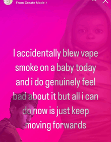 a picture of a baby with a caption that says i accidentally blew vape on a baby today