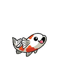 a cartoon drawing of a fish with red and white spots