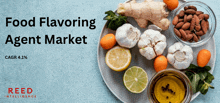 a plate of food with the words " food flavoring agent market " above it