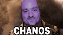 a picture of a man with a purple face and the words chanos on the bottom