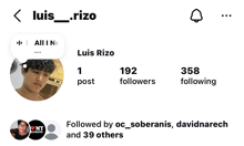 a screenshot of luis rizo 's social media account