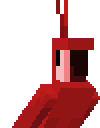 a pixel art of a red object with a black border