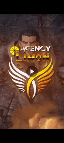 a man with wings and the words agency limon on the bottom