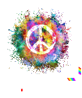 a peace sign is surrounded by a rainbow colored circle