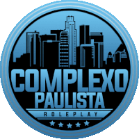 a logo for complexo paulista roleplay has a city skyline in the background