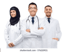 a group of doctors are posing for a picture together .