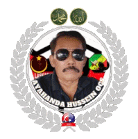 a man wearing sunglasses and a mustache is in a laurel wreath with the name ayahanda hussen on it