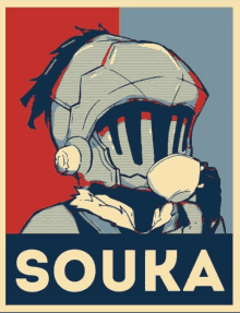 a poster that says souka on it with a knight in a helmet