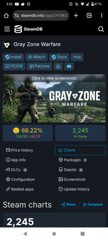 a screenshot of gray zone warfare on steamdb.info