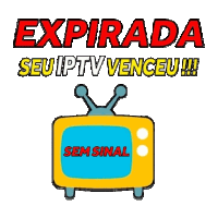 a cartoon drawing of a tv with the words expirada seu iptv venceu sem sinal