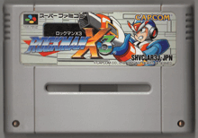 a super nintendo game cartridge for rockman x3 by capcom