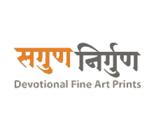 a logo for devotional fine art prints in orange and grey