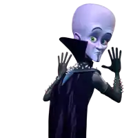a cartoon character with a purple cape and spikes on his arms