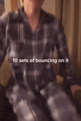 a blurry photo of a man with the words 10 sets of bouncing on it