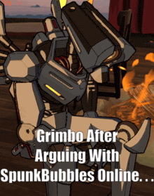 grimbo after arguing with spunkbubbles online is shown