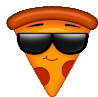 a slice of pepperoni pizza wearing sunglasses and a hat