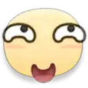 a yellow cartoon face with a red tongue sticking out and eyes closed .