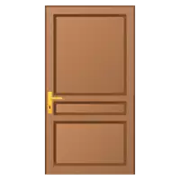 a brown wooden door with a gold handle