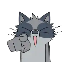 a cartoon drawing of a cat pointing at the camera