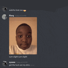 a screenshot of a discord chat with a picture of a young boy