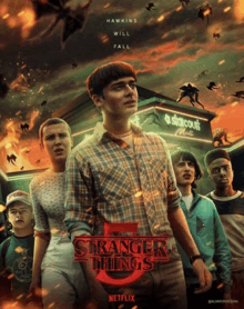 a poster for netflix 's stranger things season three