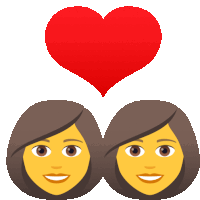 a couple of faces with a red heart above them