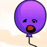 a purple balloon with a surprised face on its face