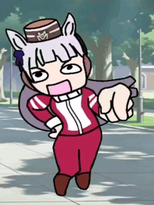a cartoon drawing of a horse wearing a hat and a bag