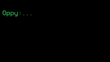 a black screen with green text that says receiving transmission oppy : my batteries are low oppy : it is getting dark