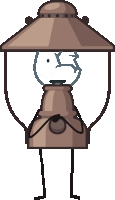 a cartoon drawing of a lantern with a broken glass bulb