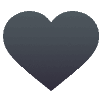 a black heart on a white background with a shadow