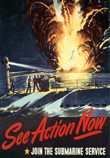 a poster that says " see action now " on it