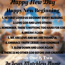 a poster that says happy new day and happy new beginning on it