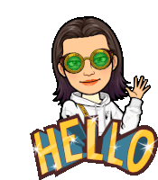 a cartoon of a woman wearing sunglasses and a white hoodie that says hello