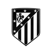 a black and white shield with a spartan holding a spear and shield