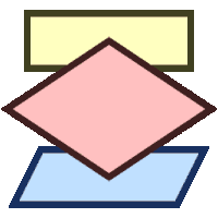 a stack of geometric shapes including a pink square