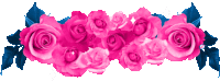 a bunch of pink roses with blue leaves against a white background