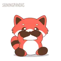 a cartoon of a red panda with hearts on its ears and the words shiningpandas below it