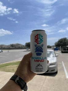 a can of gorilla mind arctic white energy drink