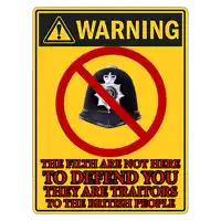 a warning sign that says the filth are not here to defend you
